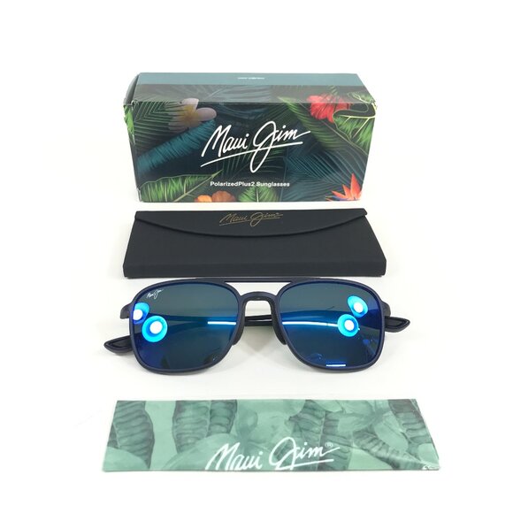 Maui Jim Sunglasses KEOKEA MJ447-03M Matte Blue Aviator with Blue